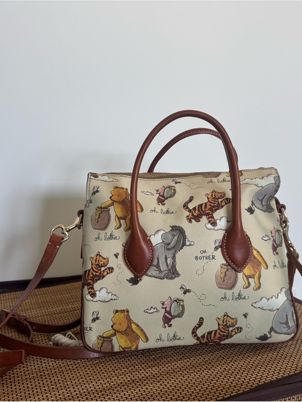 Dooney & Bourke Cream Winnie the Pooh Print Satchel with Brown Trim - Picture 3 of 6